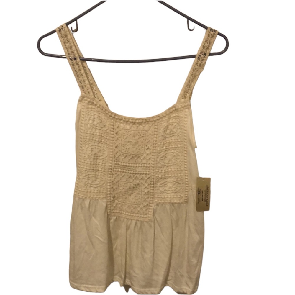America Eagle Outfitters NWT crochet cream tank top open back small petite - Picture 1 of 11
